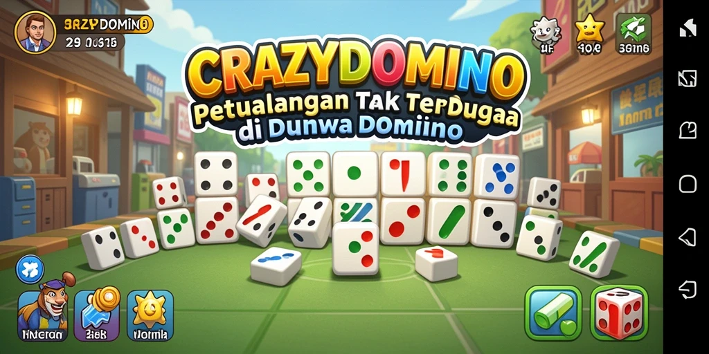 Screenshot gameplay <strong>CRAZYDOMINO</strong> menampilkan petualangan seru dan rintangan menantang.