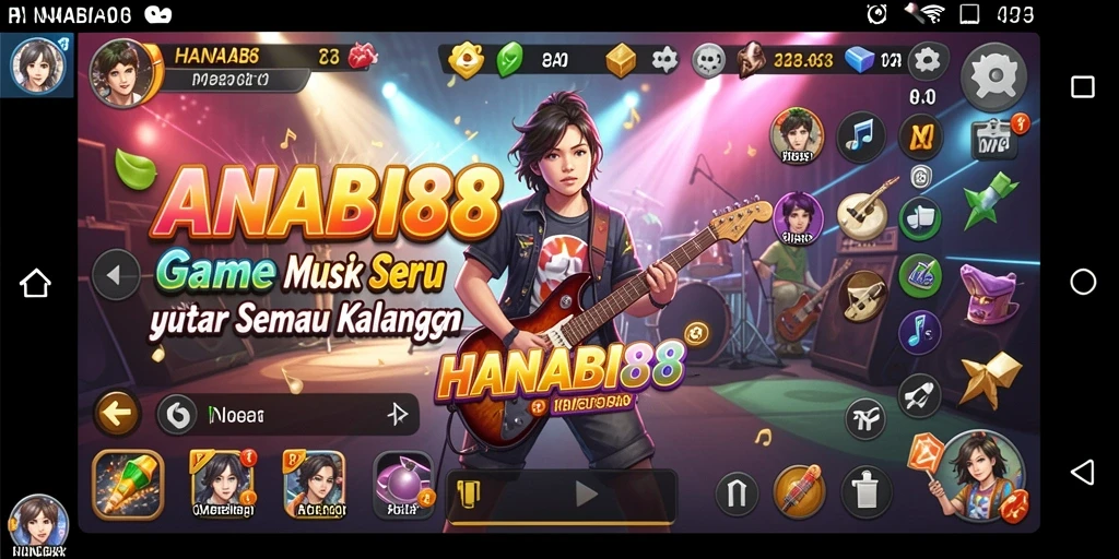 Tampilan gameplay seru dalam HANABI88 yang menampilkan pengalaman musik.