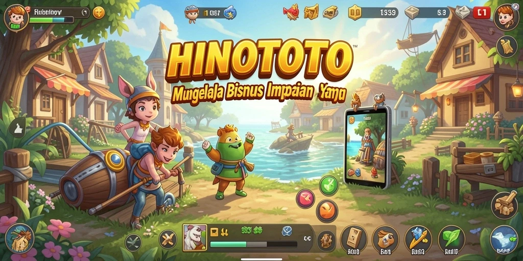 Gameplay seru HINOTOTO saat membangun bisnis impian.
