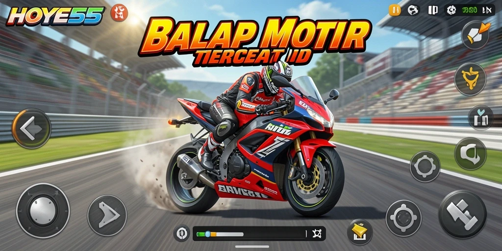 Gameplay seru dari HOYE55 dalam aksi balapan motor.