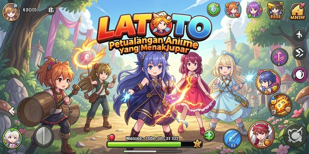 Screenshot utama LATOTO menunjukkan aksi seru dalam petualangan Anime.