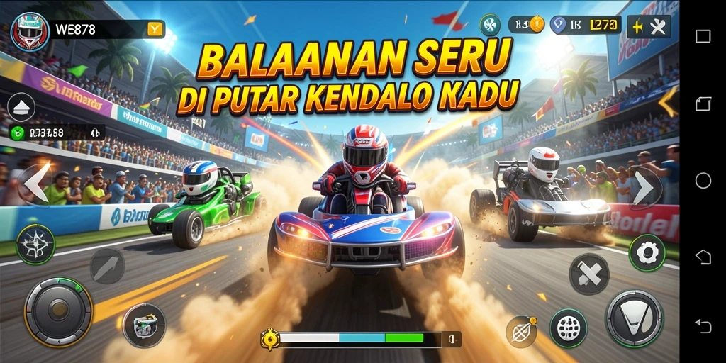 Tampilan gameplay WE878 dengan balapan yang mendebarkan.